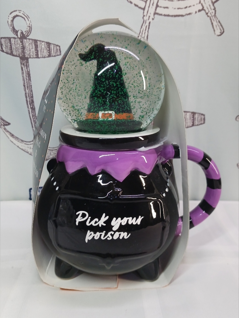 2pc Cauldron Mug With Water Globe Lid / NWT